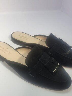 Kate Spade Berkeley Women’s Size 9.5 US Black Suede Fringe Slide Mule Shoes